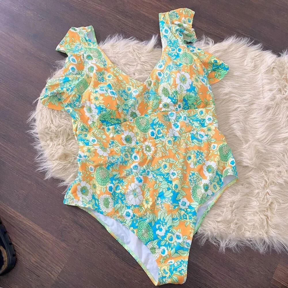 NWOT Chic Soul Spending My PTO Swimsuit Floral pattern Size 3XL